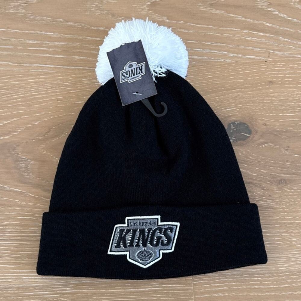 Kings Beanie Hat Pom Pom LA Kings One Size Black White
